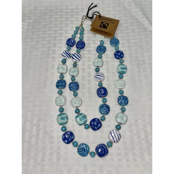 Kazuri Kenya Hand Crafted "Barbados" Fair Trade Beaded Statement Necklace NWT - Picture 1 of 4